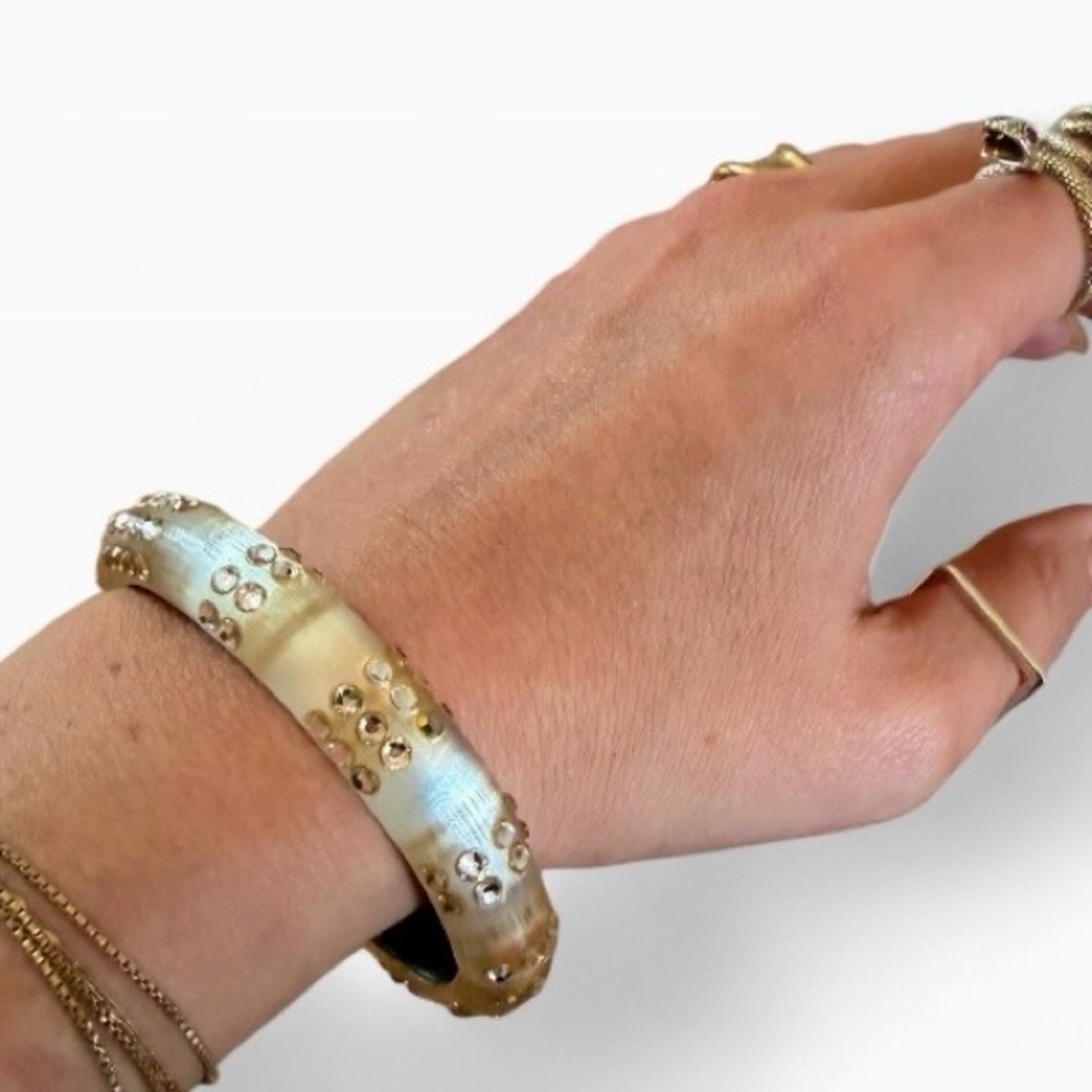 Alexis Bittar Lucite Crystal Embellished Hinged Bangle